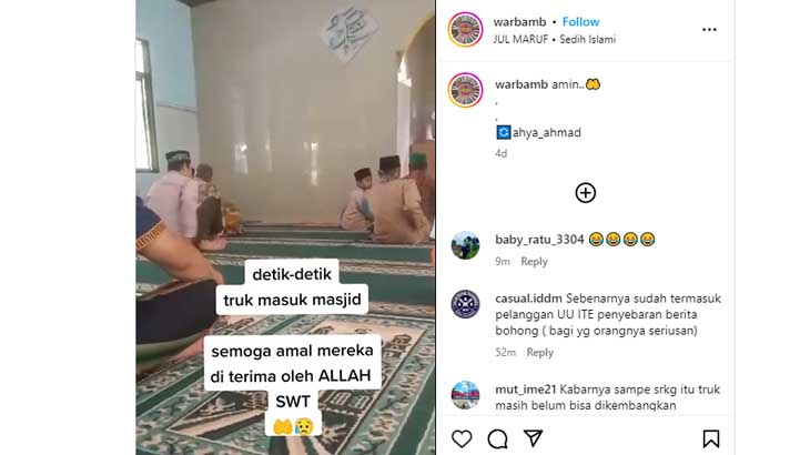 Detik-Detik Truk Masuk Masjid